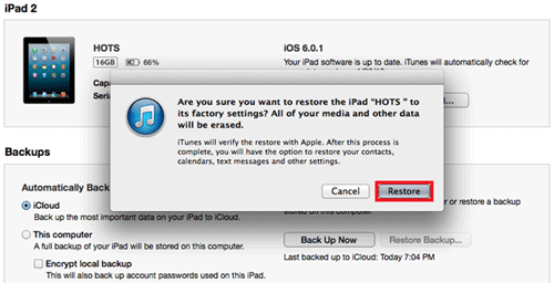 iTunes Restore iPad